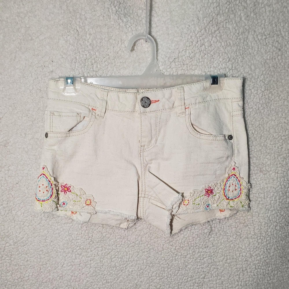 Floral cream jean type Shorts
